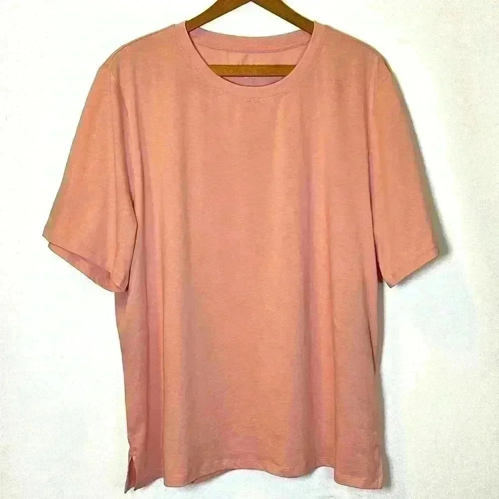 Elle Women's XL Pink T-Shirt Recycled Gym Yoga Summer Walk Workout Plus Size